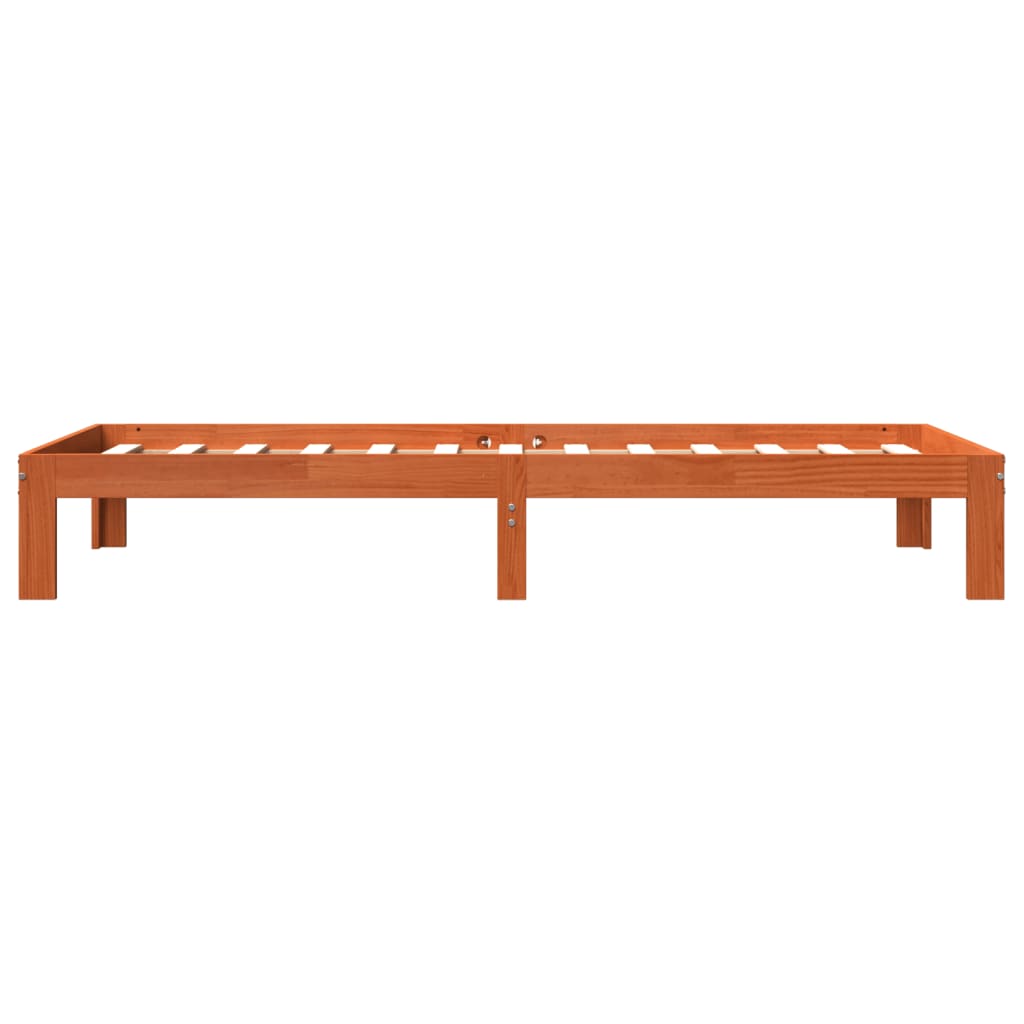 viaszbarna tömör fenyőfa ágy matrac nélkül 90 x 190 cm