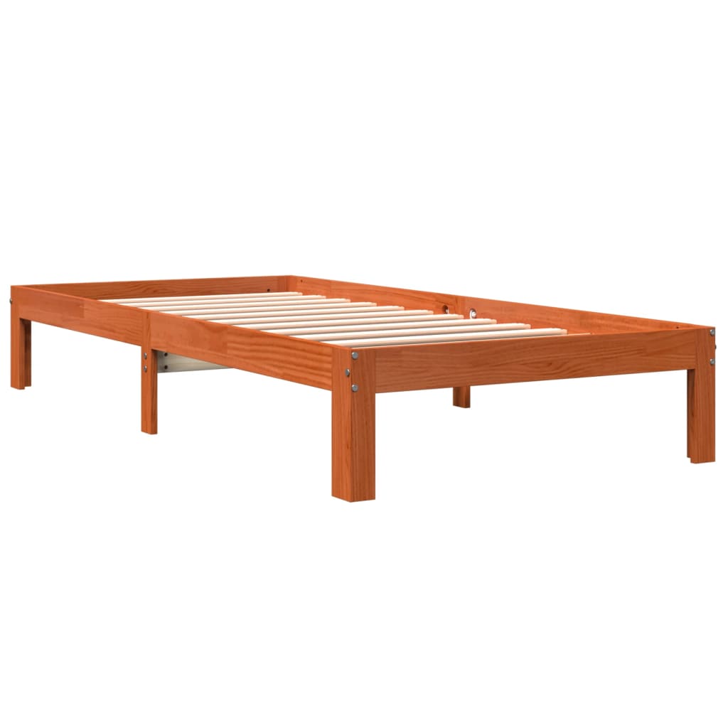 viaszbarna tömör fenyőfa ágy matrac nélkül 90 x 190 cm