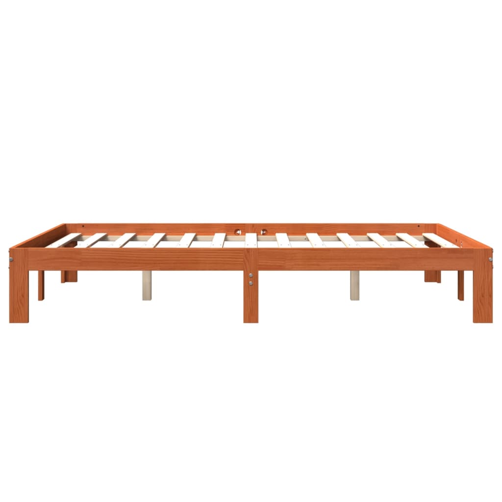 viaszbarna tömör fenyőfa ágy matrac nélkül 135 x 190 cm