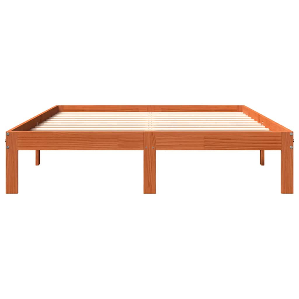 viaszbarna tömör fenyőfa ágy matrac nélkül 140 x 190 cm