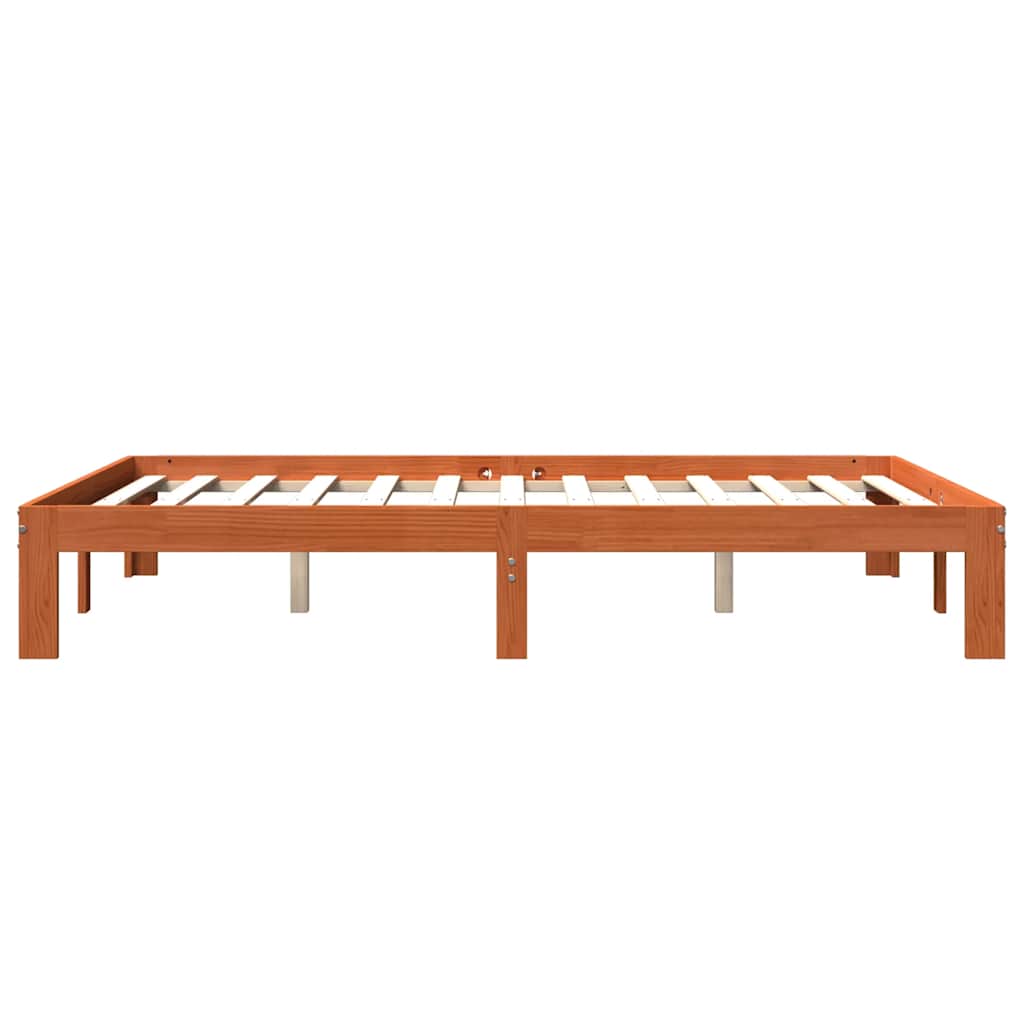 viaszbarna tömör fenyőfa ágy matrac nélkül 140 x 190 cm