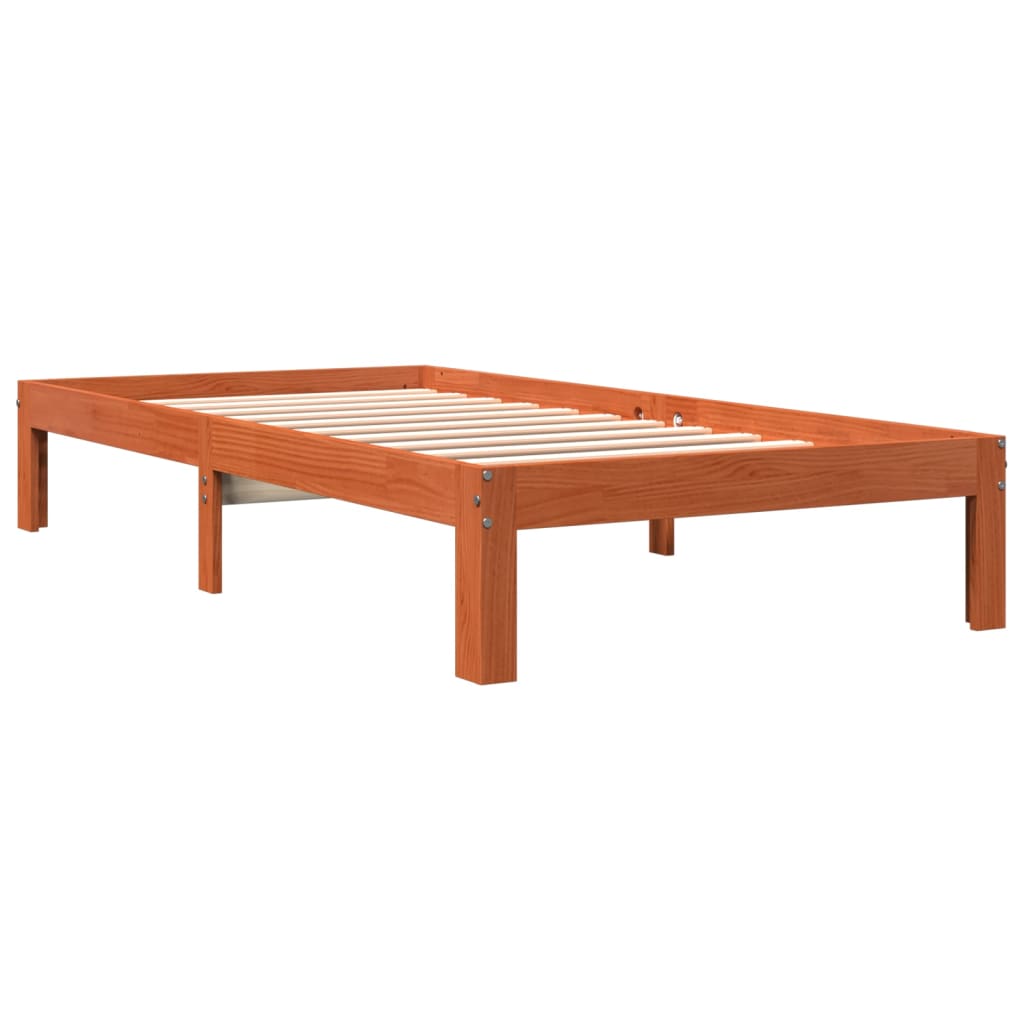 viaszbarna tömör fenyőfa ágy matrac nélkül 100 x 200 cm
