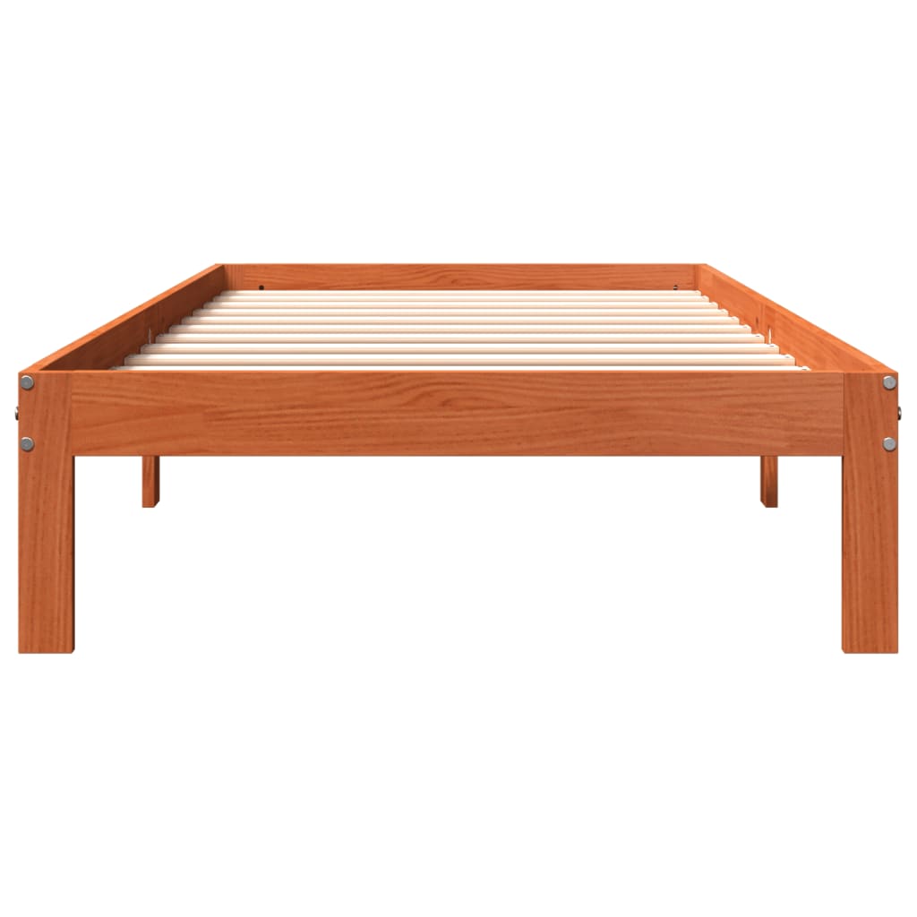 viaszbarna tömör fenyőfa ágy matrac nélkül 100 x 200 cm