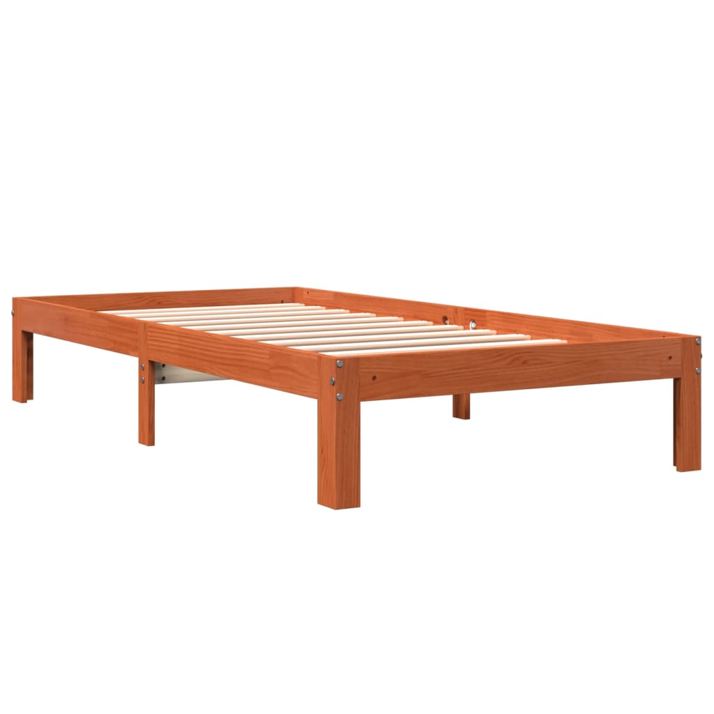 viaszbarna tömör fenyőfa ágy matrac nélkül 100 x 200 cm