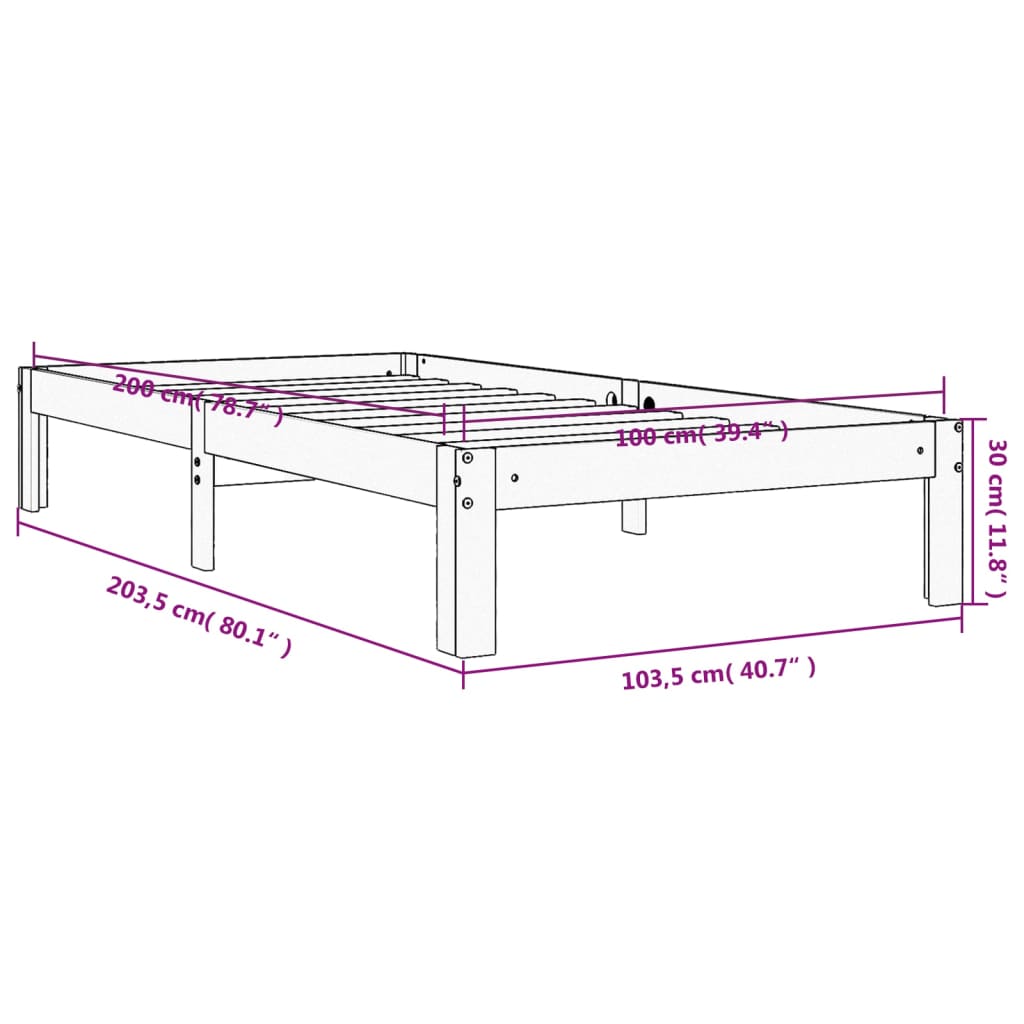 viaszbarna tömör fenyőfa ágy matrac nélkül 100 x 200 cm