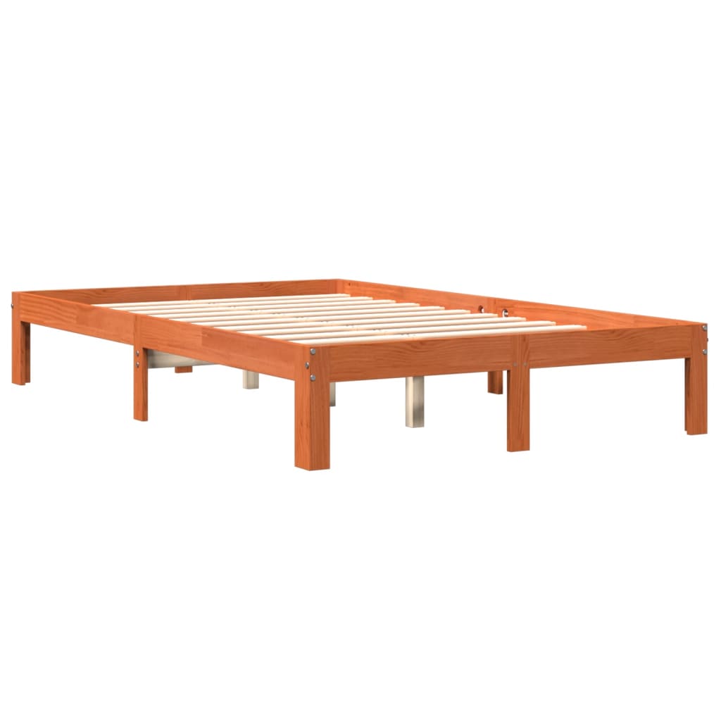 viaszbarna tömör fenyőfa ágy matrac nélkül 140 x 200 cm
