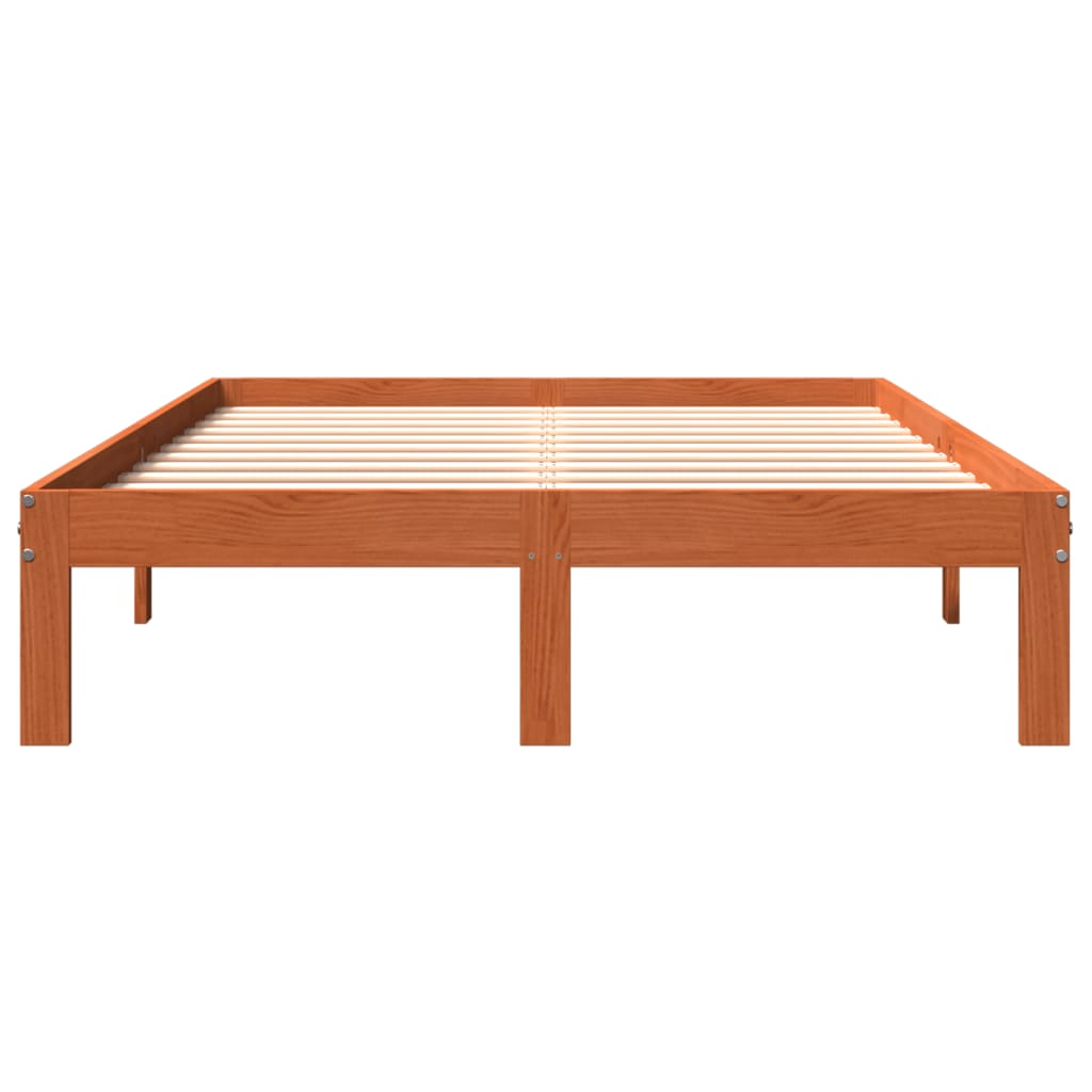 viaszbarna tömör fenyőfa ágy matrac nélkül 140 x 200 cm