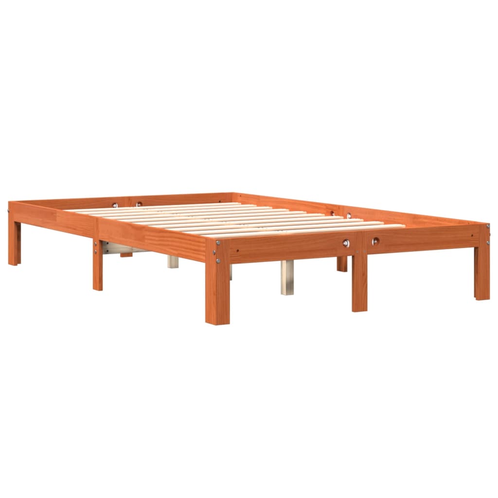 viaszbarna tömör fenyőfa ágy matrac nélkül 140 x 200 cm