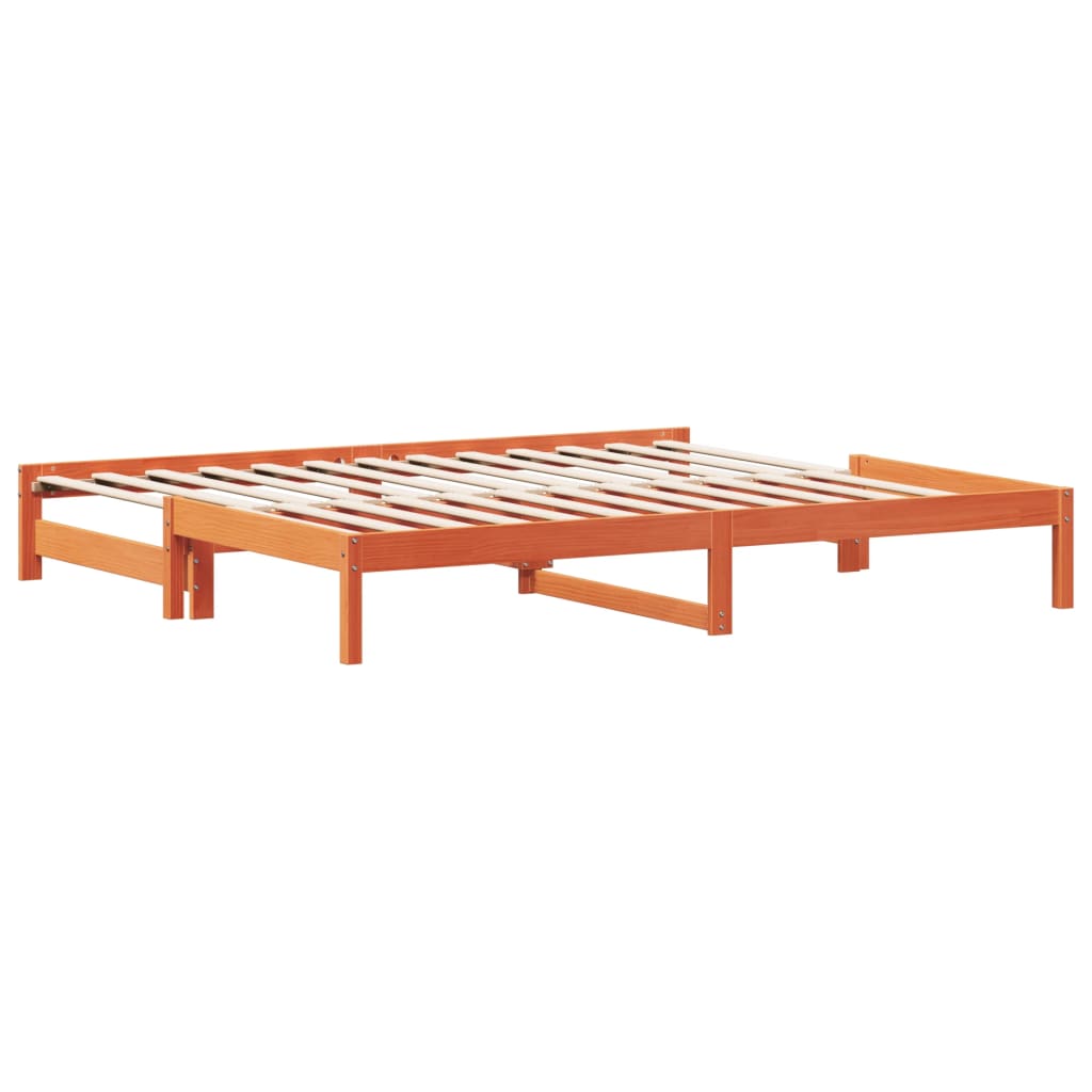 viaszbarna tömör fenyőfa kihúzható kanapéágy 90 x 200 cm