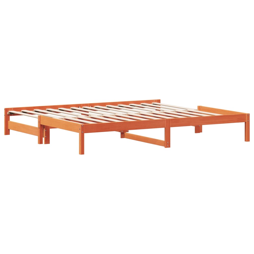 viaszbarna tömör fenyőfa kihúzható kanapéágy 80 x 200 cm