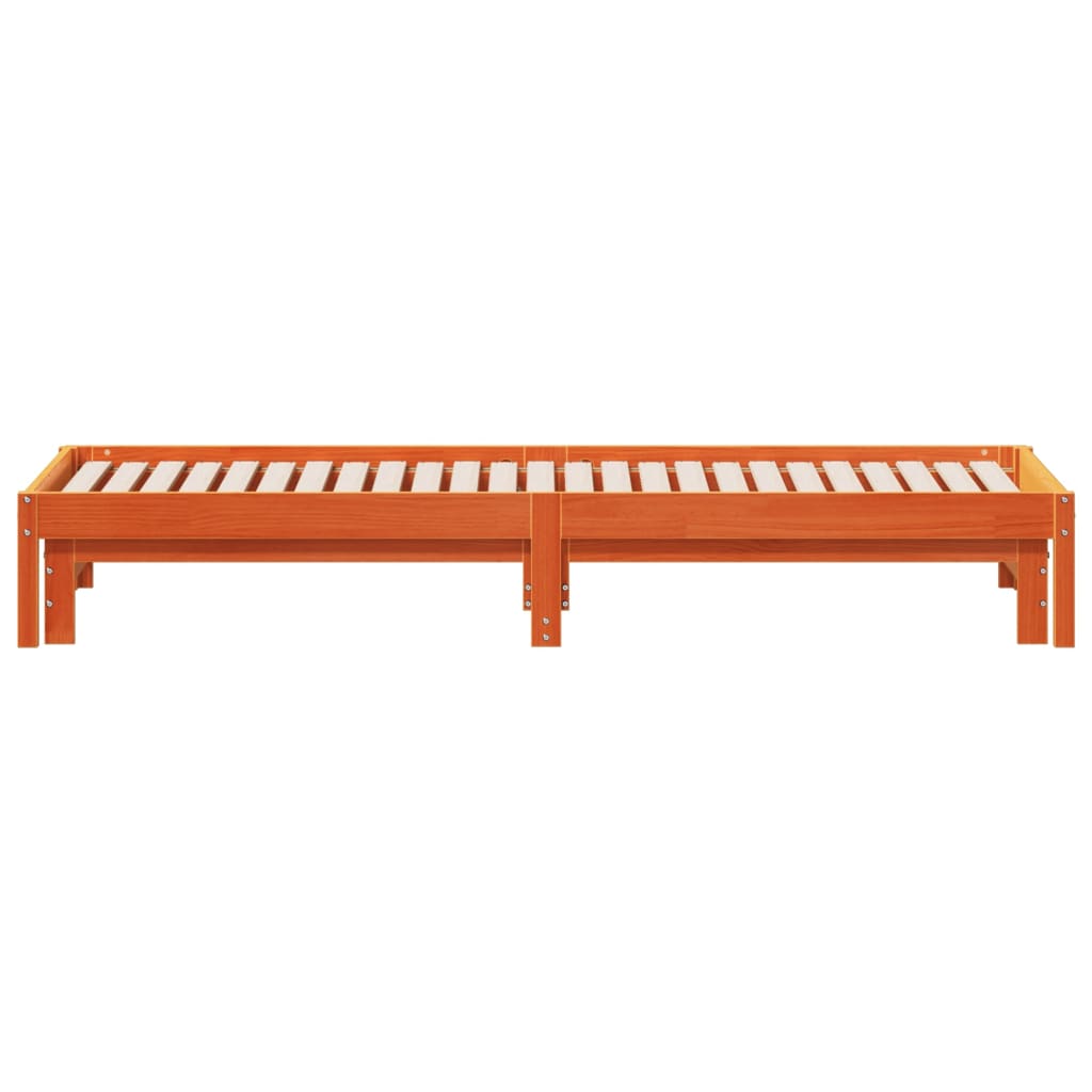 viaszbarna tömör fenyőfa kihúzható kanapéágy 90 x 190 cm