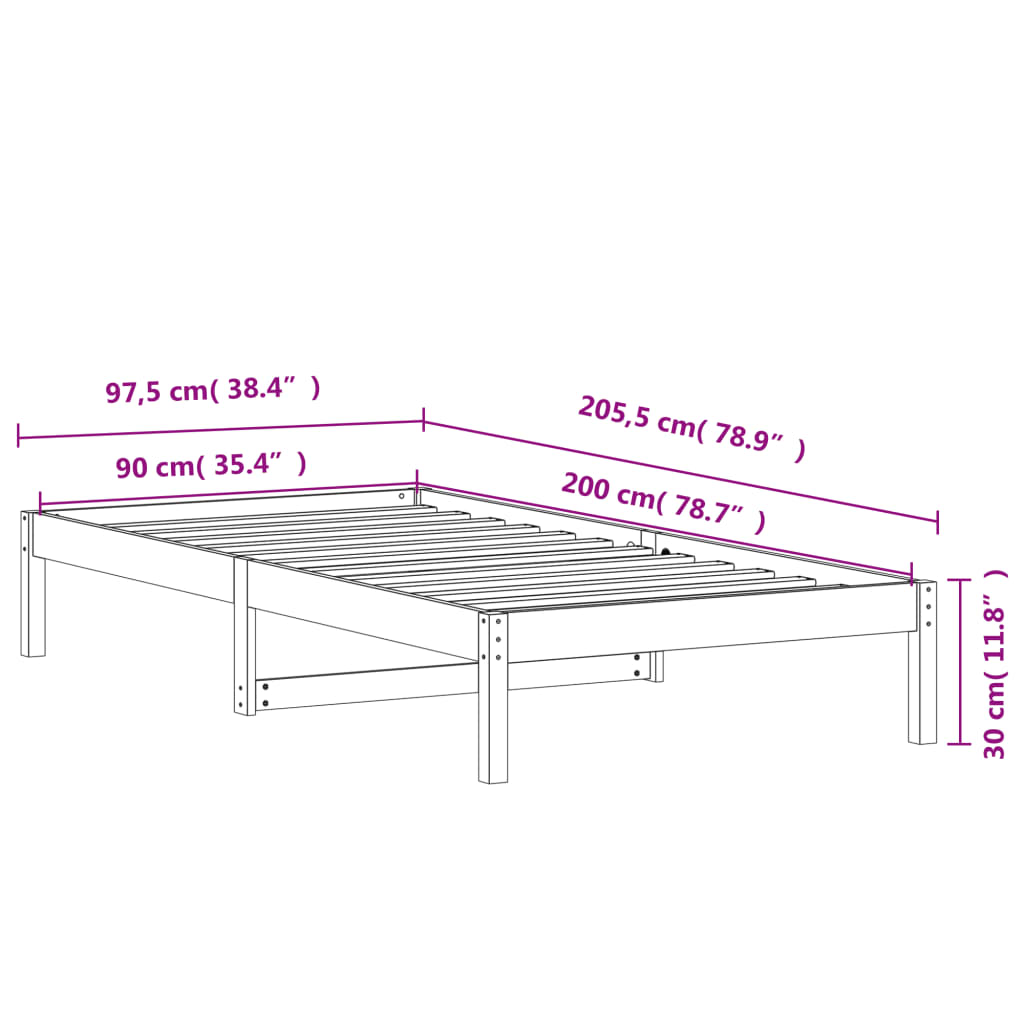 viaszbarna tömör fenyőfa kanapéágy matrac nélkül 90 x 200 cm