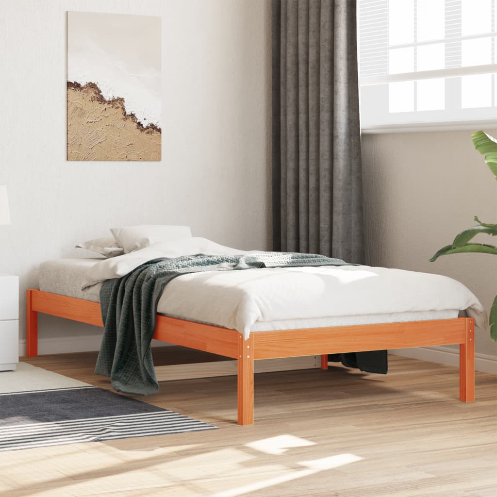 viaszbarna tömör fenyőfa kanapéágy matrac nélkül 90 x 200 cm