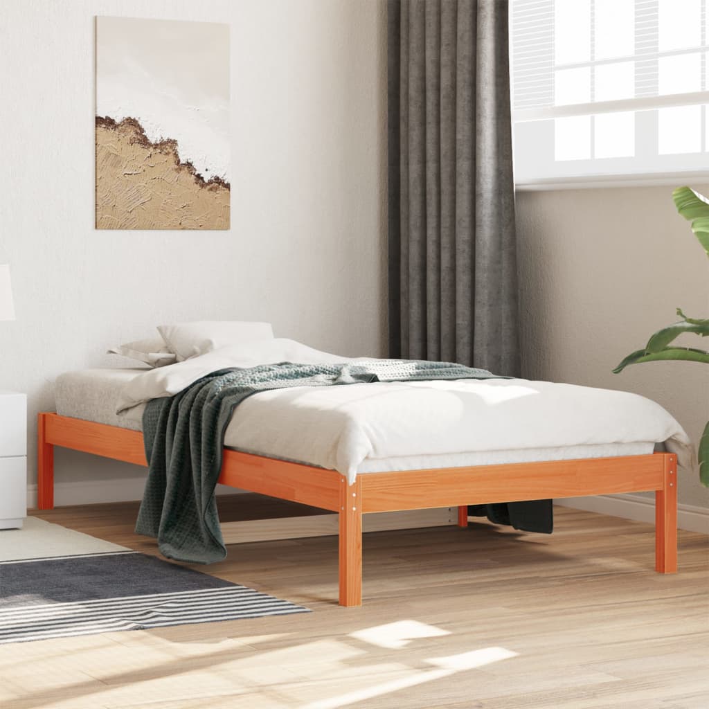 viaszbarna tömör fenyőfa kanapéágy matrac nélkül 80 x 200 cm
