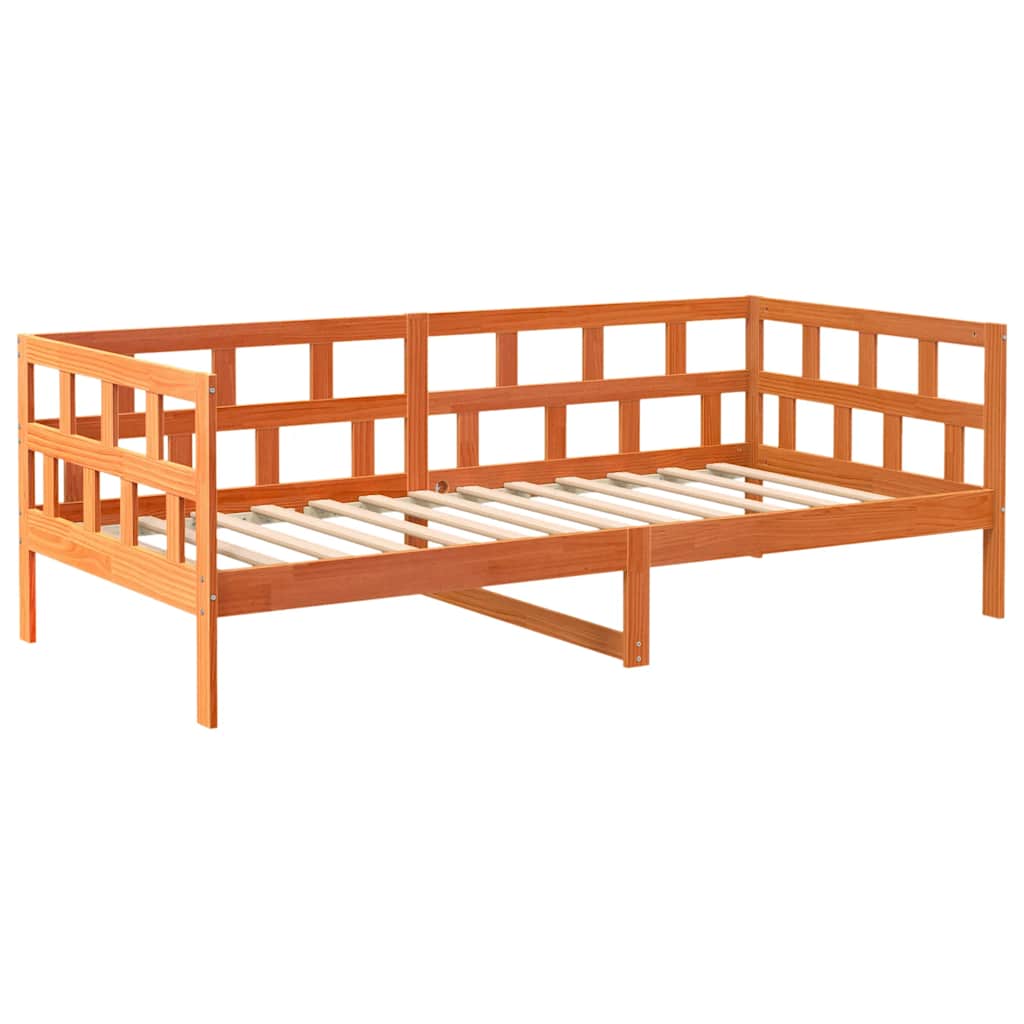 viaszbarna tömör fenyőfa kanapéágy matrac nélkül 90 x 200 cm