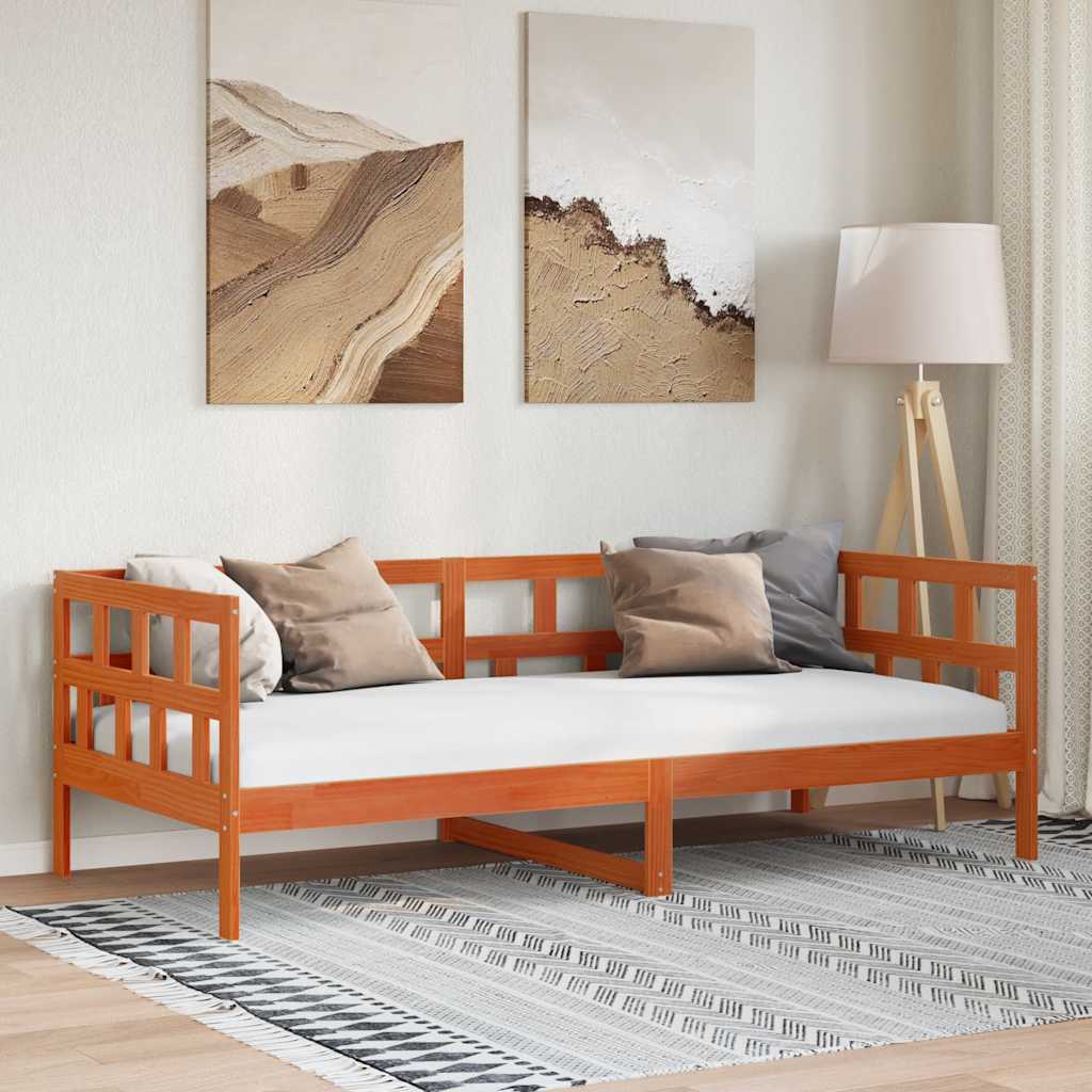 viaszbarna tömör fenyőfa kanapéágy matrac nélkül 90 x 200 cm