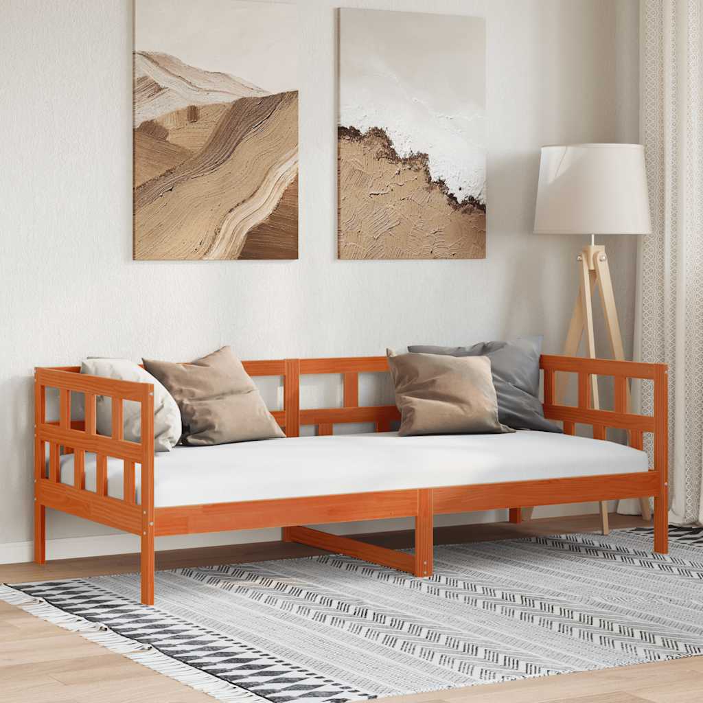 viaszbarna tömör fenyőfa kanapéágy matrac nélkül 80 x 200 cm