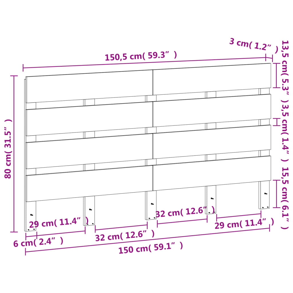 viaszbarna tömör fenyőfa fejtámla 150 cm