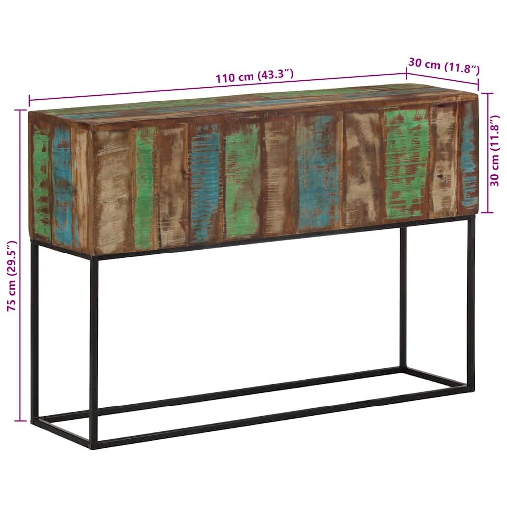 tömör újrahasznosított fa és vas tálalóasztal 110 x 30 x 75 cm