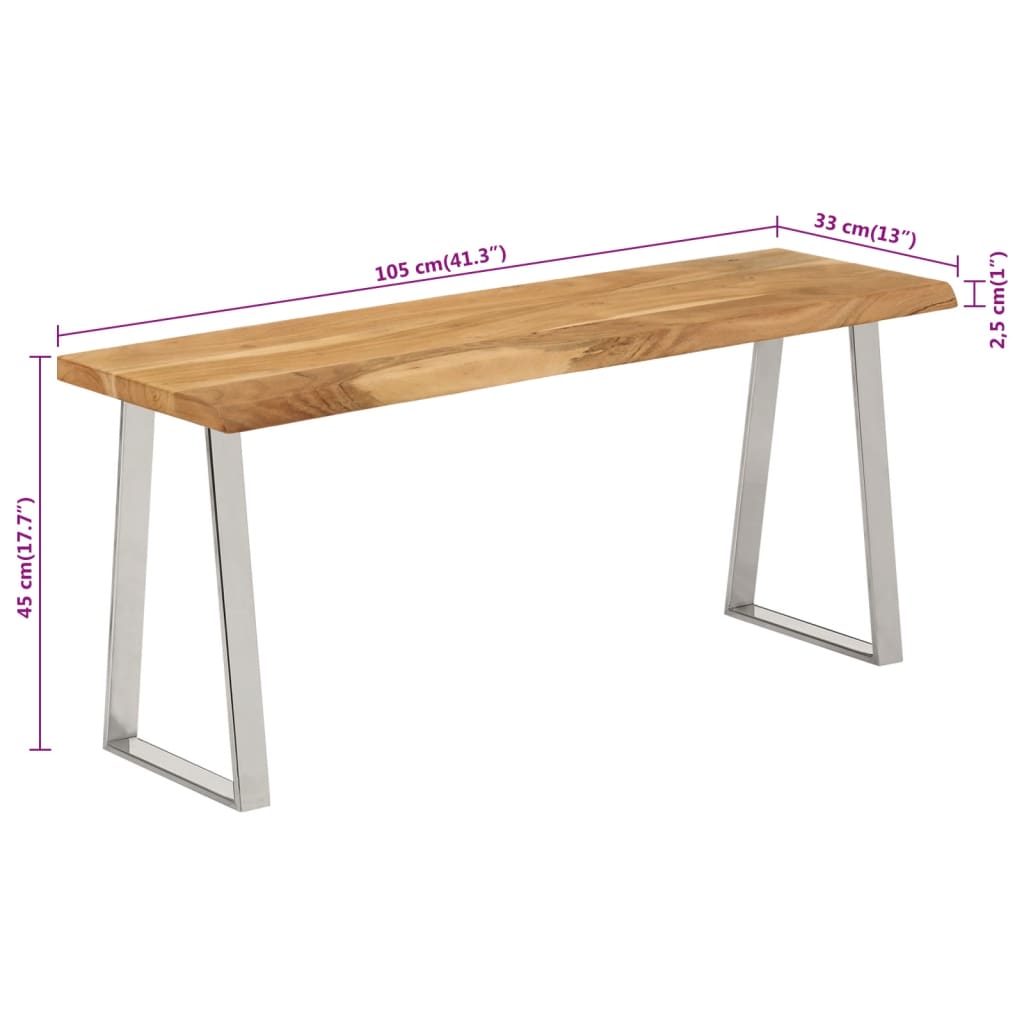tömör akácfa pad természetes éllel 105 cm