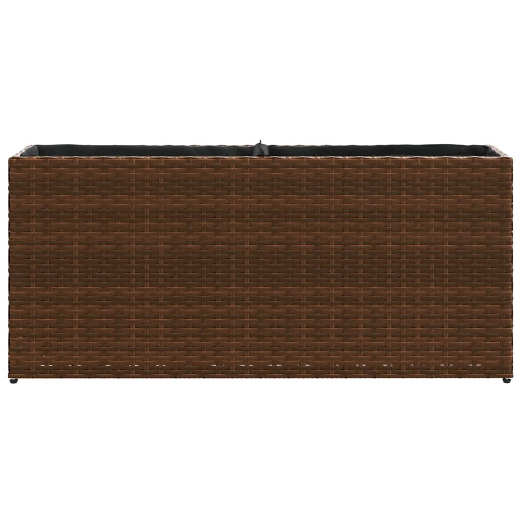 2 db barna polyrattan kerti ültetőláda 2 cseréppel 90x20x40 cm