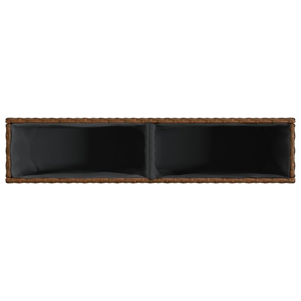 2 db barna polyrattan kerti ültetőláda 2 cseréppel 90x20x40 cm