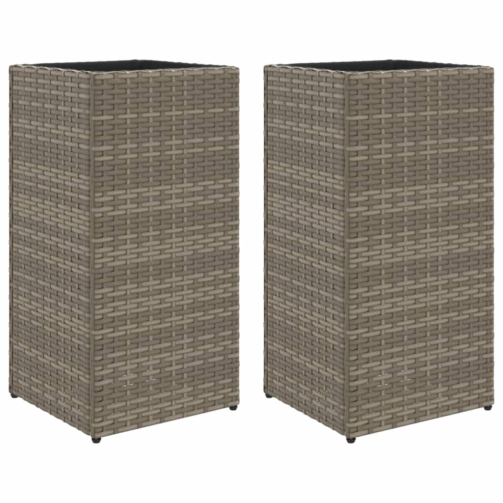 2 db szürke polyrattan kerti ültetőláda 30x30x60 cm