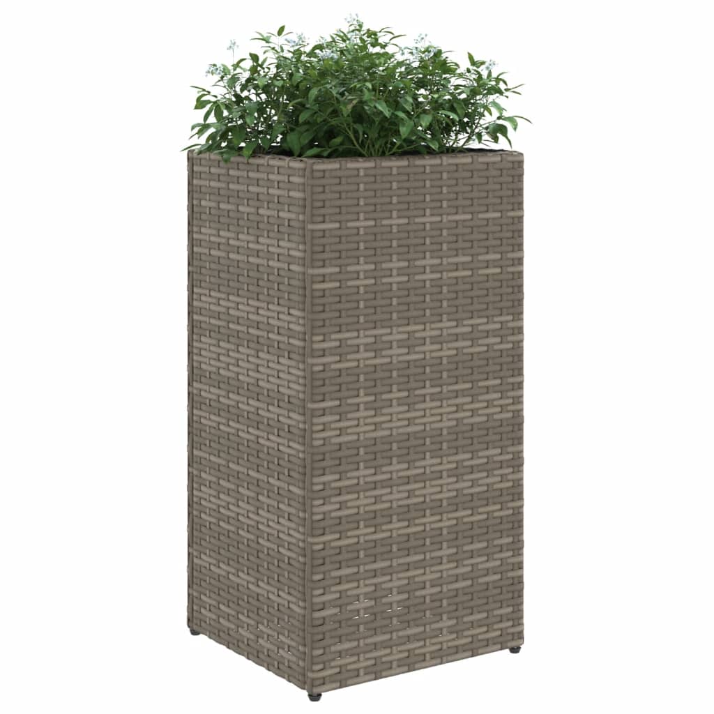 2 db szürke polyrattan kerti ültetőláda 30x30x60 cm