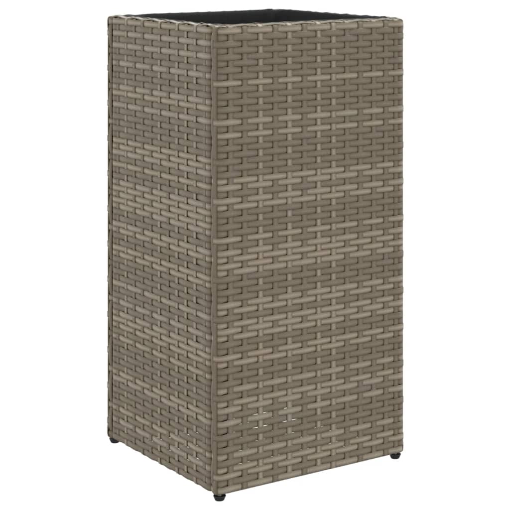 2 db szürke polyrattan kerti ültetőláda 30x30x60 cm