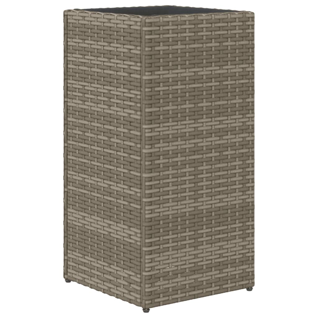 2 db szürke polyrattan kerti ültetőláda 30x30x60 cm