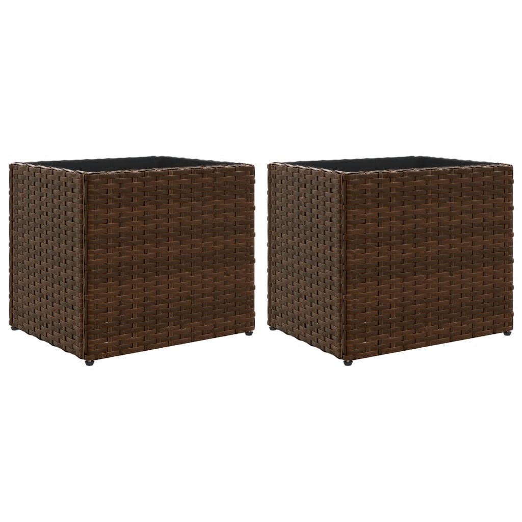 2 db barna polyrattan kerti ültetőláda 36x30x32 cm