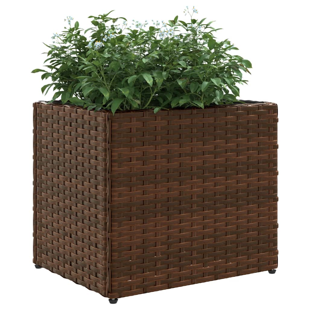 2 db barna polyrattan kerti ültetőláda 36x30x32 cm