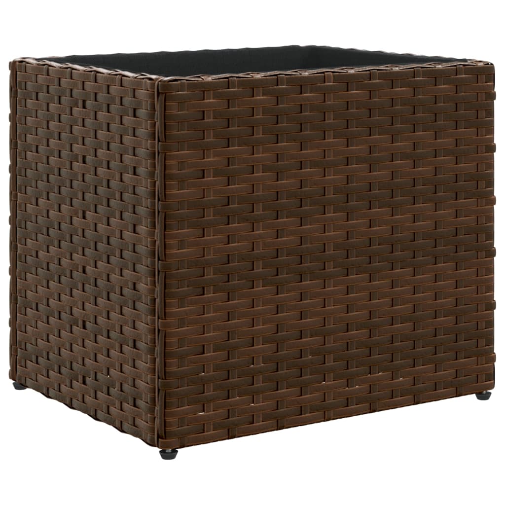 2 db barna polyrattan kerti ültetőláda 36x30x32 cm