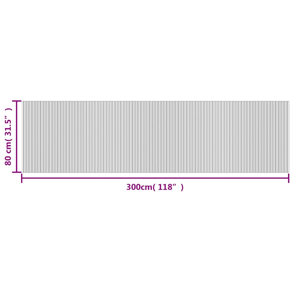 négyszögletű barna bambusz szőnyeg 80 x 300 cm