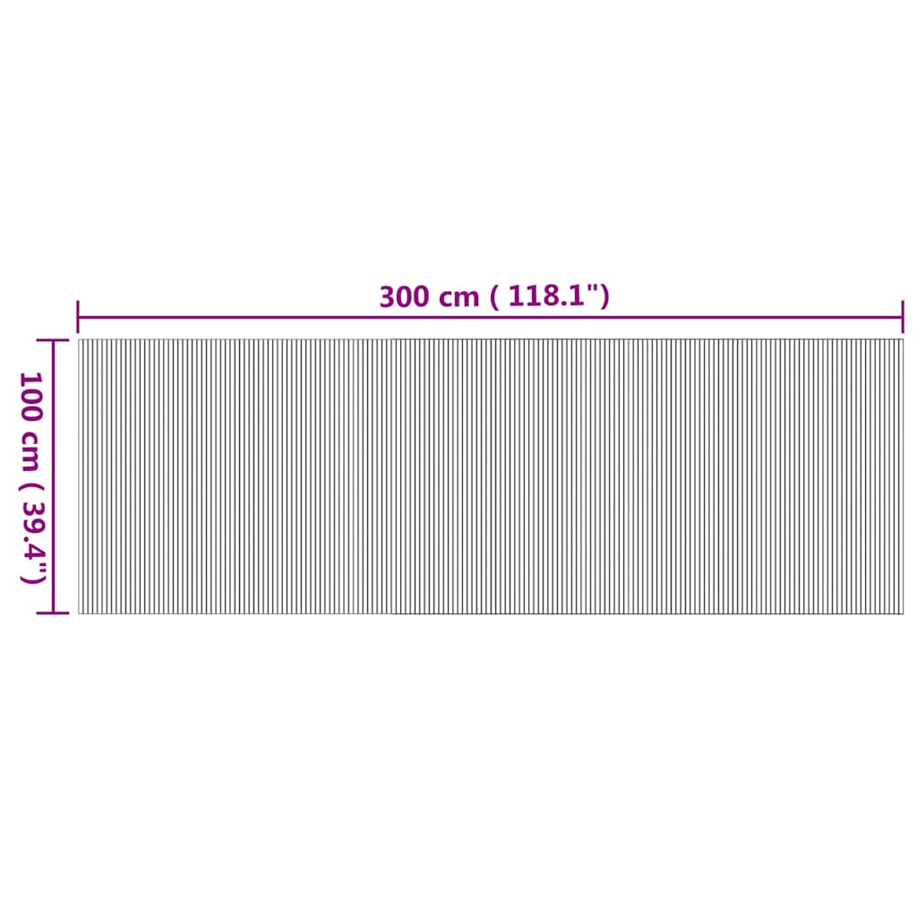 négyszögletű természetes bambusz szőnyeg 100 x 300 cm