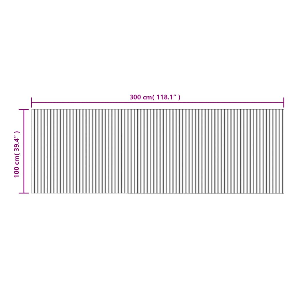 négyszögletű barna bambusz szőnyeg 100 x 300 cm