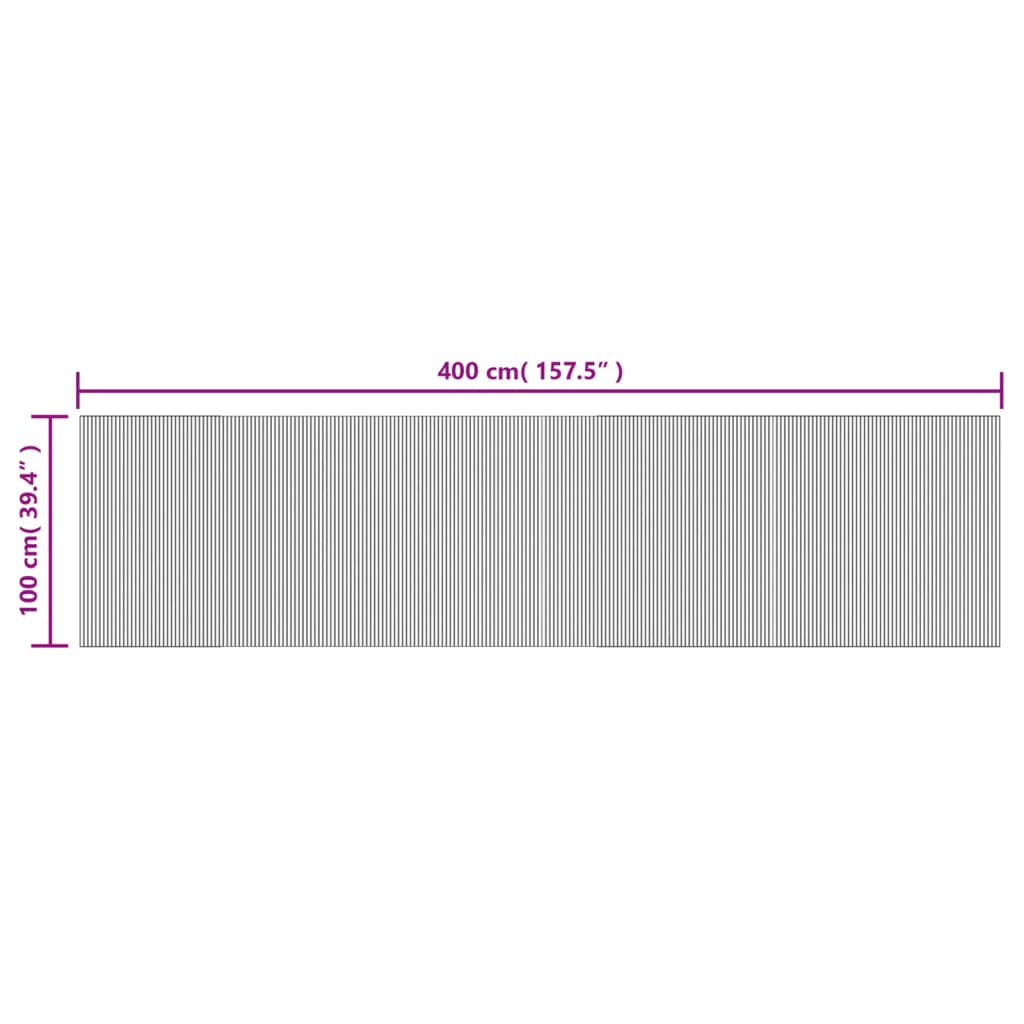 négyszögletű sötétbarna bambusz szőnyeg 100 x 400 cm