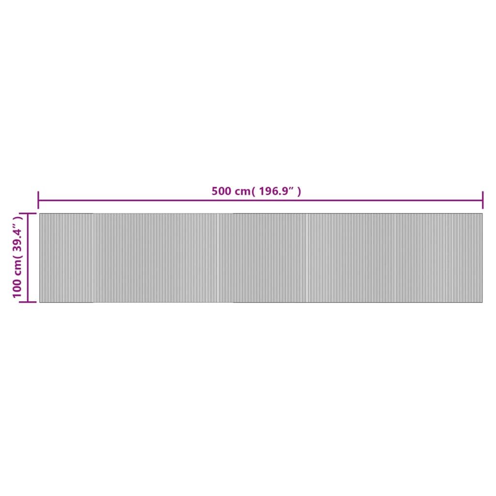 négyszögletű világos természetes bambusz szőnyeg 100 x 500 cm