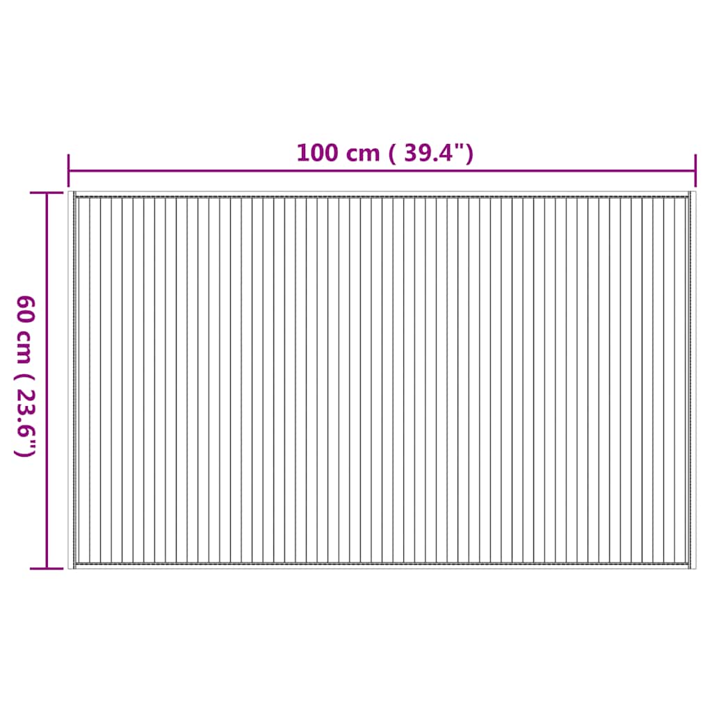 négyszögletű természetes bambusz szőnyeg 60 x 100 cm