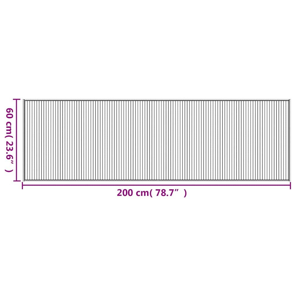 négyszögletű barna bambusz szőnyeg 60 x 200 cm