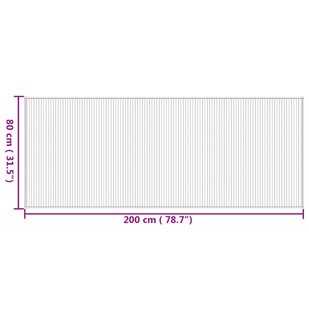 négyszögletű természetes bambusz szőnyeg 80 x 200 cm