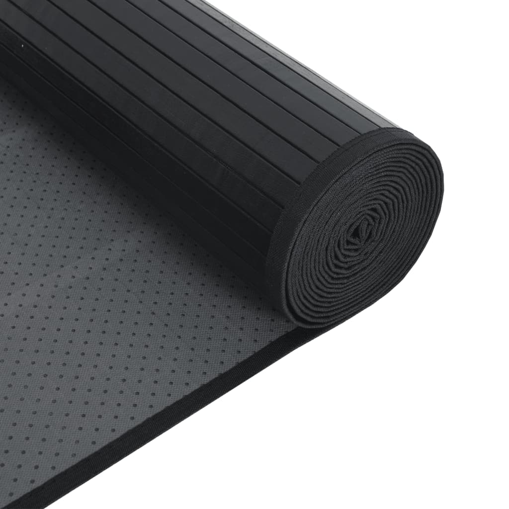 négyszögletű fekete bambusz szőnyeg 100 x 200 cm