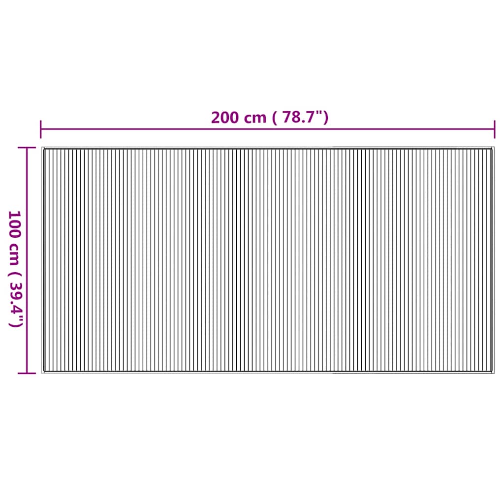 négyszögletű természetes bambusz szőnyeg 100 x 200 cm