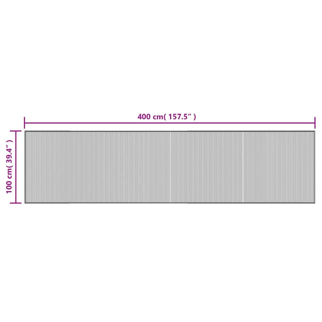 négyszögletű sötétbarna bambusz szőnyeg 100 x 400 cm