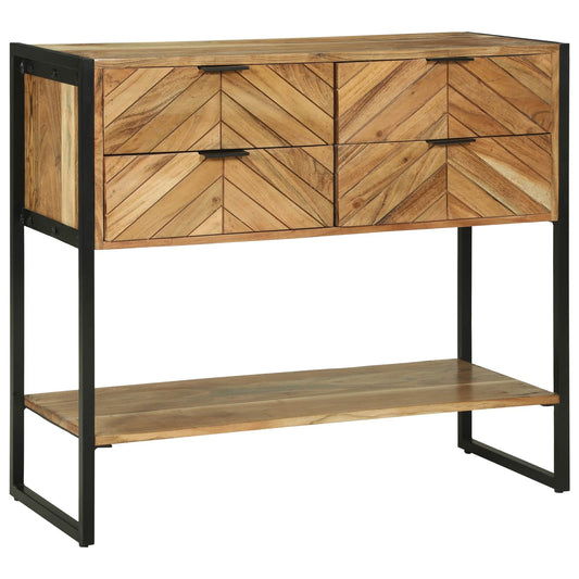 Konzolasztal fiókkal Barna 90 x 35 x 80 cm Tömör Akácfa