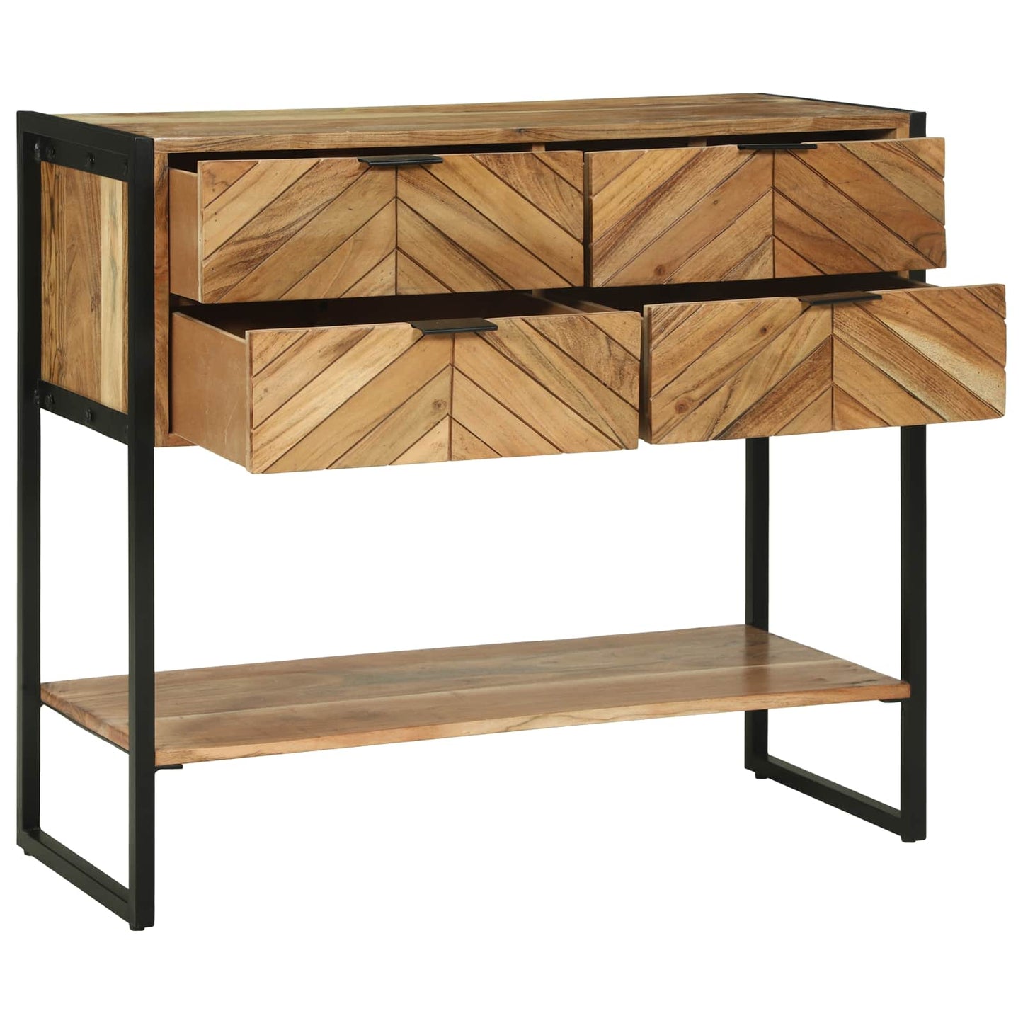 Konzolasztal fiókkal Barna 90 x 35 x 80 cm Tömör Akácfa