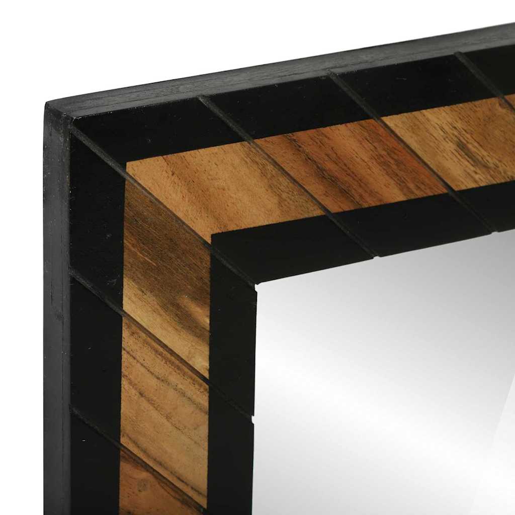 Fali tükör tükörrel Fekete és Barna 70 x 2 x 70 cm Tömör Akácfa