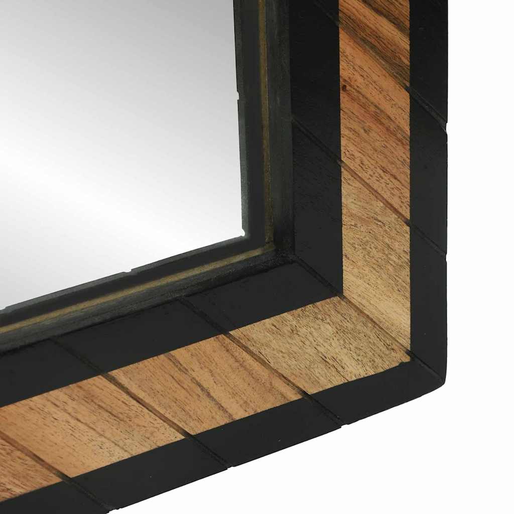 Fali tükör tükörrel Fekete és Barna 70 x 2 x 70 cm Tömör Akácfa