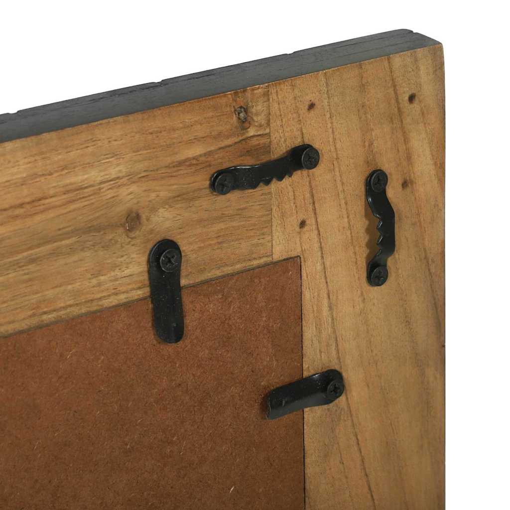 Fali tükör tükörrel Fekete és Barna 70 x 2 x 70 cm Tömör Akácfa