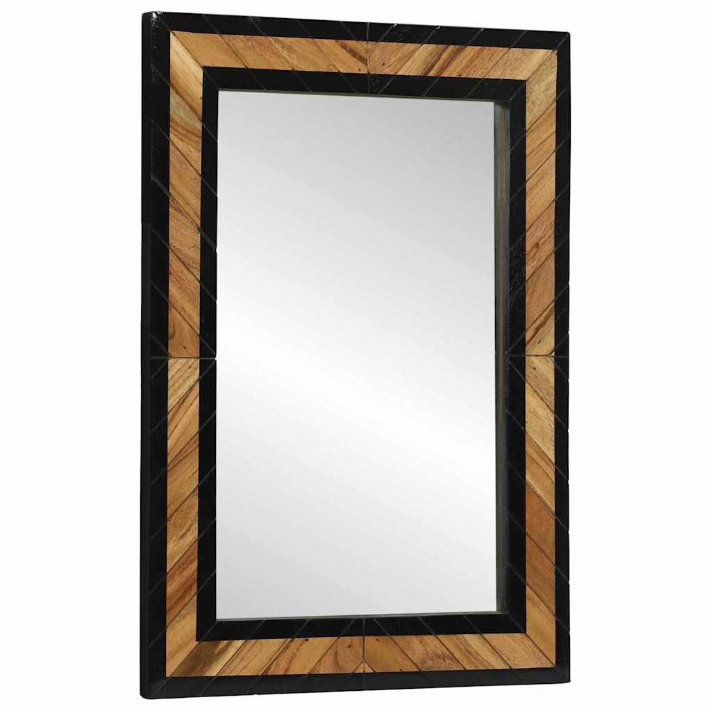 Fali tükör tükörrel Fekete és Barna 70 x 2 x 70 cm Tömör Akácfa